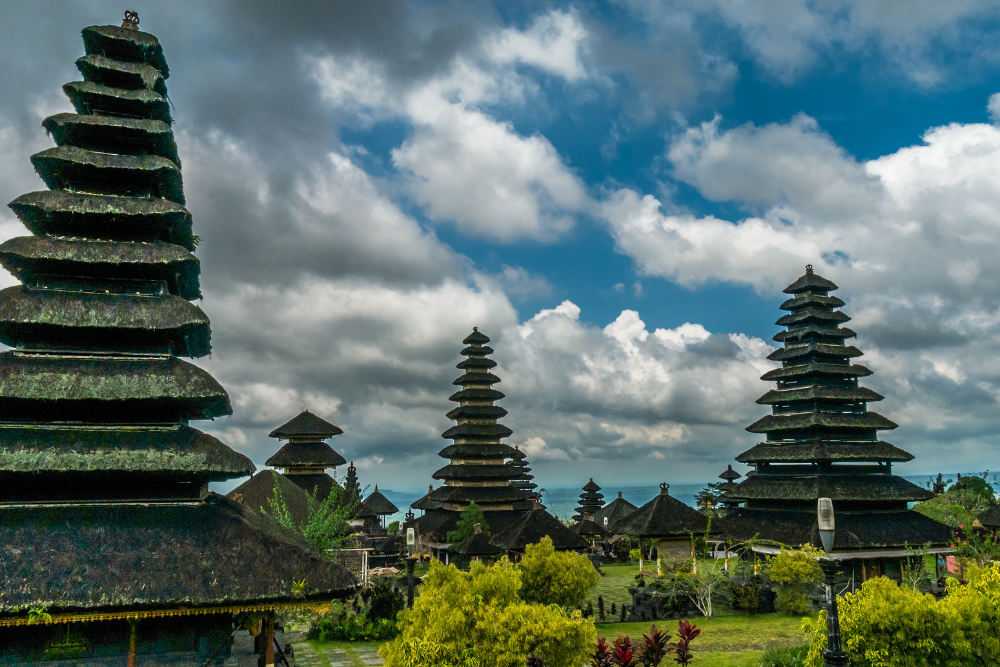 Traditional roofs of Pura Besakih Temple in Bali.